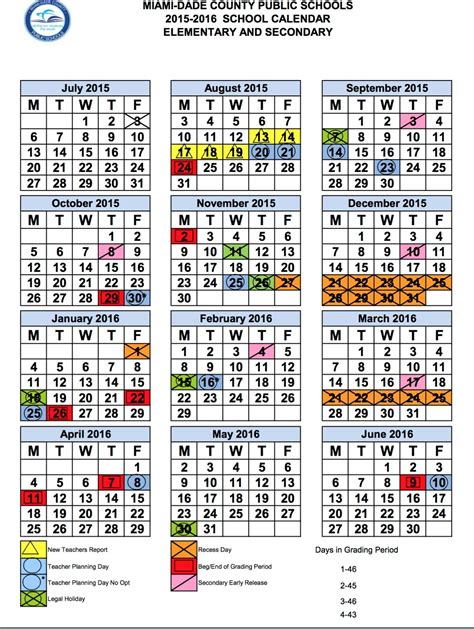 Miami Dade Calendar 2025 to 2026