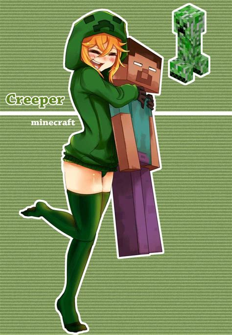 Cupa The Creeper Hugging Steve By Patrickwright15 Minecraft Anime Girls Minecraft Comics