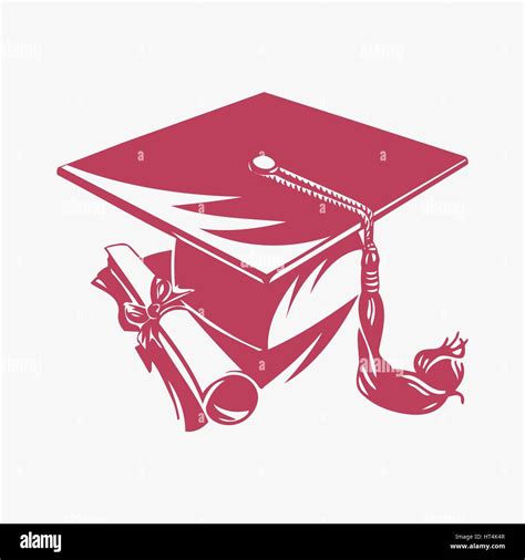 Graduation Academic Square Cap And Diploma On White Background Vector