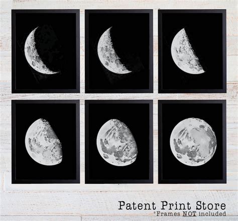 Moon Phase Print Set Moon Decor Moon Phases Wall Art Moon Etsy