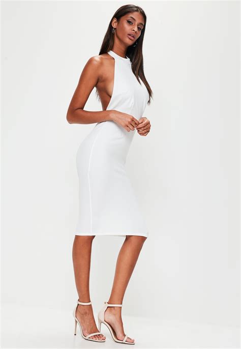 White Backless Midi Dress Missguided White Halterneck Backless Midi Dress Venzero