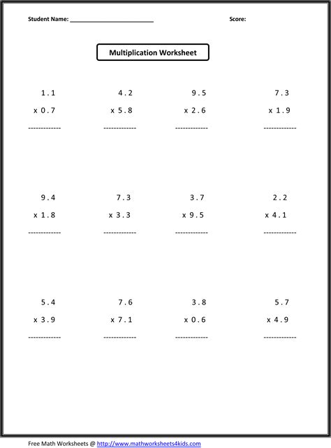 ☐ represent repeated multiplication in exponential form. Sixth Grade Math Worksheets