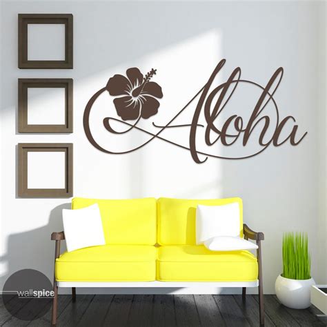 Aloha Hawaiian Hibiscus Flower Vinyl Wall Art Decal Sticker Etsy