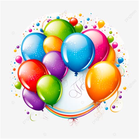 Set Of Multicolored Helium Balloons With Clipping Path Element