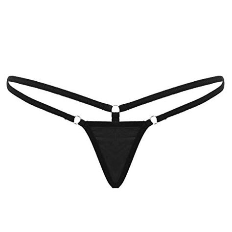 Yartina Womens Sexy Low Rise Micro Mini G String Thong String Panty Underwear Lingerie Black