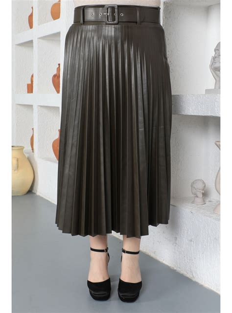 Khaki Unlined Plus Size Skirt
