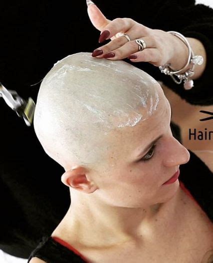 Pin On Bald Women Covered In Shaving Cream