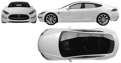 2011 Tesla Model S Sedan Blueprints Free Tesla Model S Tesla Model