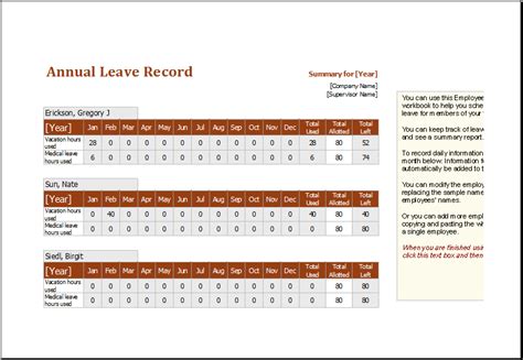 Here you can download employee leave tracker template in xls format and make your tracking record up to date. Employee Annual Leave Record Spreadsheet Editable MS Excel ...