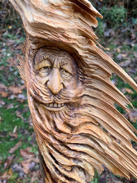 Wood Spirit Carving Carving Of A Face Hand Carved Wall Art By Josh