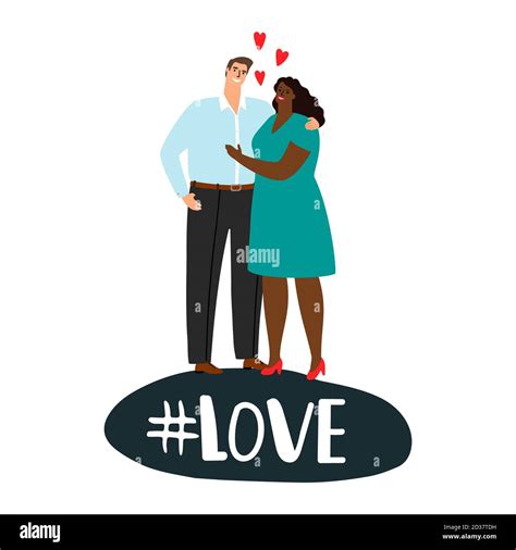 International Couple In Love Positive Love Vector Illustration Couple