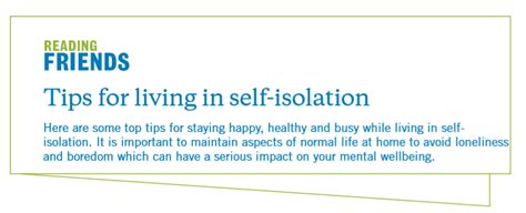 Top Tips For Living In Self Isolation Reading Friends