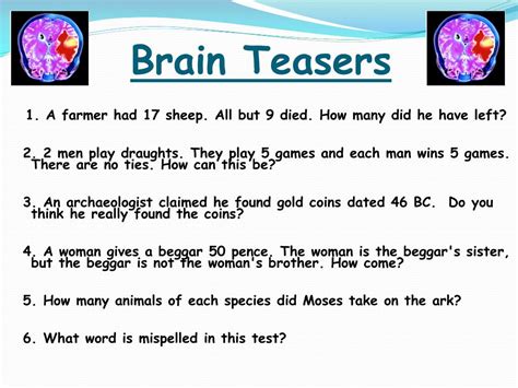 Ppt Brain Teasers Powerpoint Presentation Free Download Id3040219