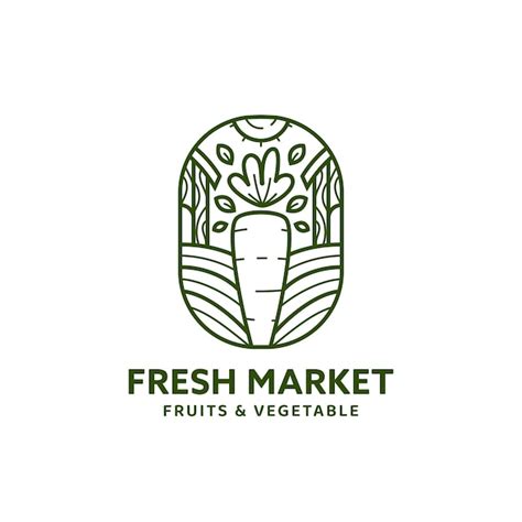 Premium Vector Fresh Market Logo Badge In Monoline Line Style With