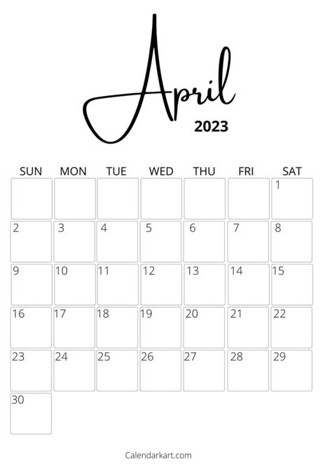 Free Printable April 2023 Calendar April Calender April Calendar