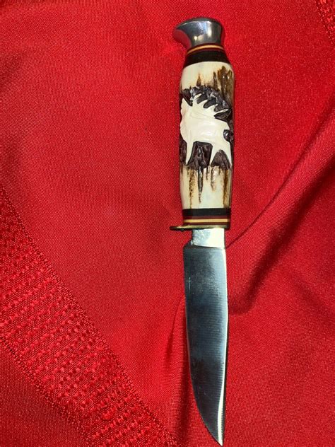 Vintage Solingen Germany Elk Knife Wooden Handle With Sheath Ebay
