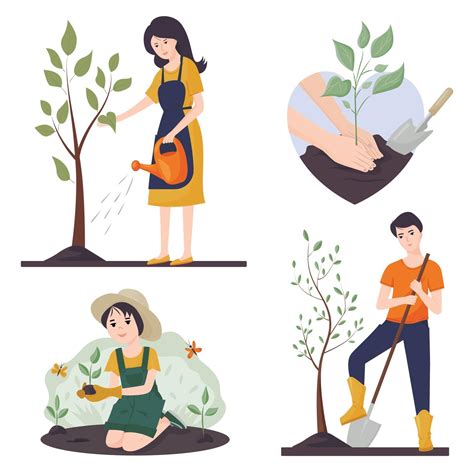 Vector Set On The Theme Of Gardening And Farming The Concept Of