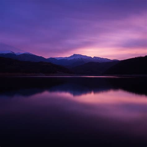 Download Wallpaper 3415x3415 Mountains Lake Night Reflection Ipad
