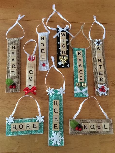Scrabble Tile Ornaments Just Used Old Fabric Christmas