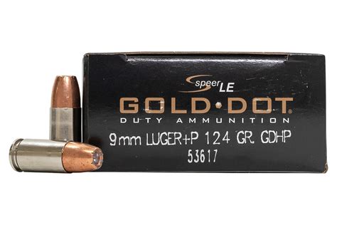 Speer 9mm Lugerp 124 Gr Gold Dot Hollow Point Police Trade Ammo 50box