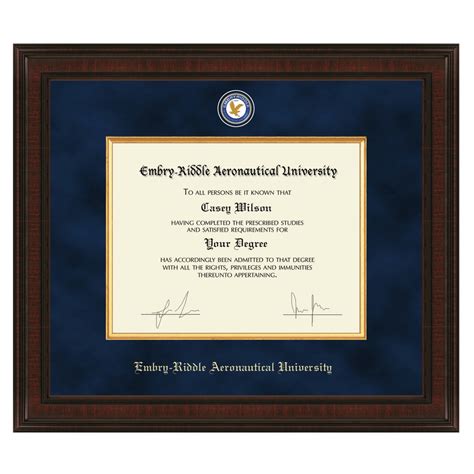 Embry Riddle Diploma Frame Excelsior Graduation T