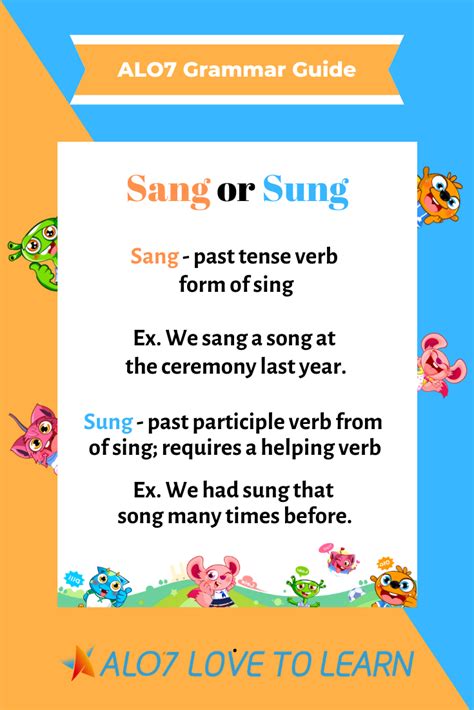 Alo7 Grammar Guide Sang Or Sung In 2021 Helping Verbs Language