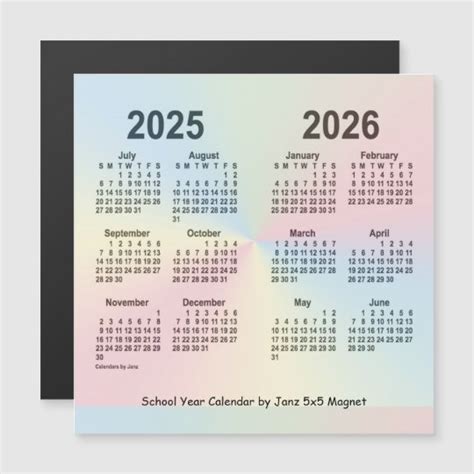 2025 2026 Rainbow School Year Calendar By Janz Zazzle