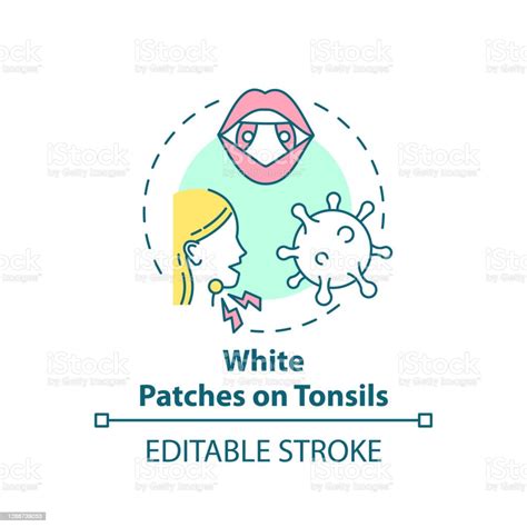 White Patches On Tonsils Concept Icon Stock Illustration Download