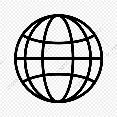 A Black And White Globe Icon On A Transparent Background With No