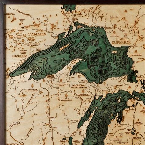 The Great Lakes Wooden Map Art Topographic 3d Chart