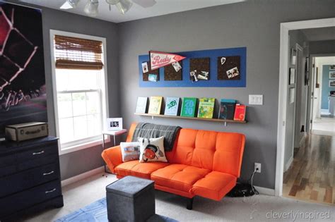 Welcoming graphic designer olivia herrick to the kids playroom wallpaper ideas. Boys gray and orange bedroom - Reveal (decorating boys room)