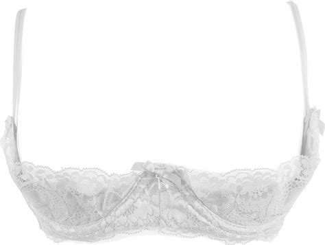 Ladies Naughty Sexy White Shelf Open Half Cup Padded Underwired Lace Trimmed Bra Uk