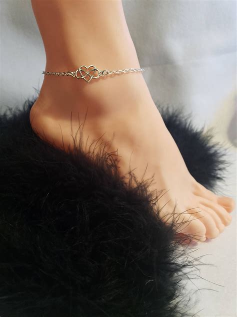 Sterling Silver Hotwife Anklet Infinity Heart Anklet Etsy