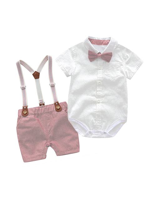 Authentic Guaranteed Infant Baby Boy Gentleman Short Suit Bow Romper