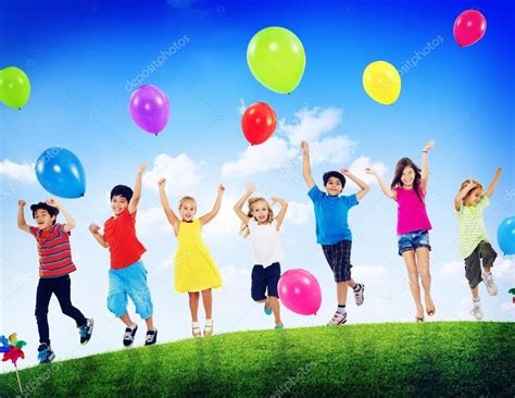 Children Playing With Balloons — Stock Photo © Rawpixel 91318296