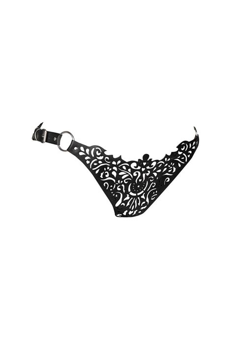 Lucy Lasercut Leather Ouvert Panty • Fetish • Made In The Netherlands Darkest Fox