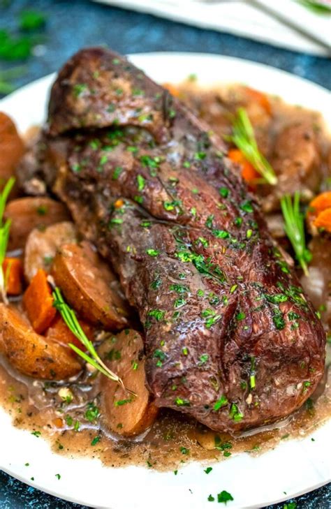 A bit tough and best suited as corned beef or eye round roast/steak or eye of the round: Instant Pot Red Wine Beef Roast - Sweet and Savory Meals