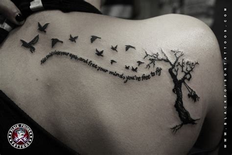 Tattoo Of Flying Birds From Tree Black Poison Tattoos