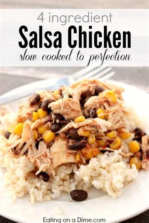 This crockpot salsa chicken comes together with just two ingredients and is perfect for weekly meal prep. Crockpot Salsa Chicken Recipe - Eating on a Dime