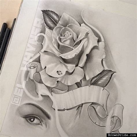 Chicana Realistic Rose Tattoo Rose Drawing Tattoo Roses Drawing Tattoo Design Drawings