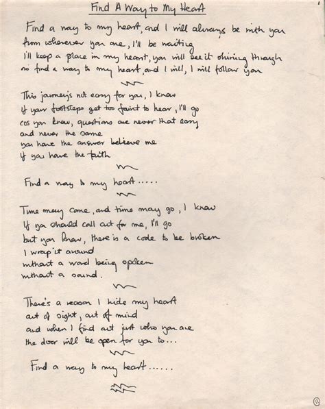 Phil Collins - Handwritten Lyrics For 