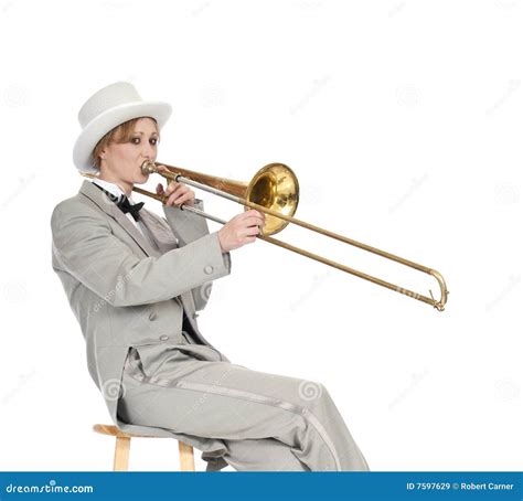 Seated Trombone Player Stock Image Image Of Photograph 7597629
