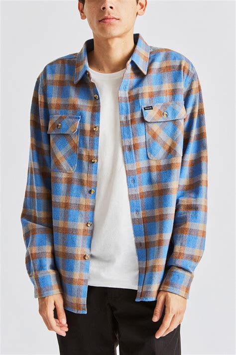 Bowery Ls Flannel River Blue River Blue Mens Brixton Flannels Tops