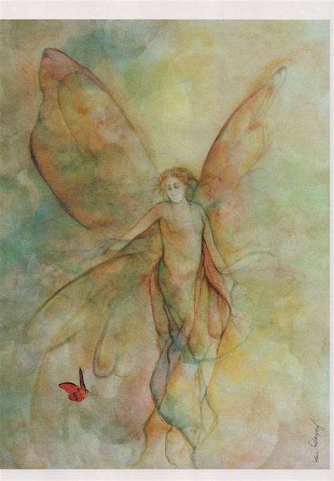 Watercolor Angel Print Winged Spirit Butterfly Fantasy