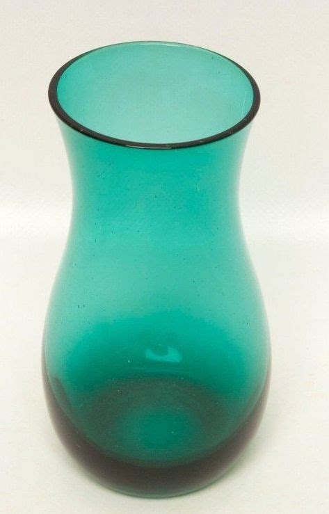 Vintage Turquoise Glass Vase Encased Base Teal Glass Flower Vase Centerpiece Large Ceramic