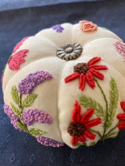 Pincushion Embroidery Kit Beautiful Hand Embroidered Etsy Hong Kong