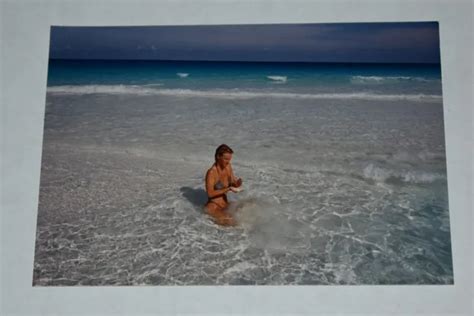 Beach Scene Candid Busty Blonde Woman In Bikini In Water Vintage Photograph Q Picclick