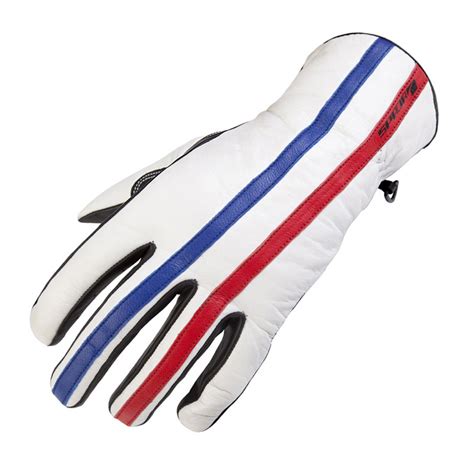 Spada Sixty6 Brit Stripe Leather Motorcycle Motorbike Gloves Whitered