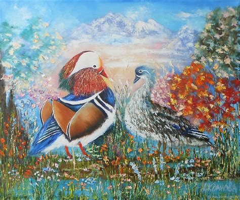 Mandarin Ducks Art Feng Shui For Love Wall Art Artwork Oil Painting