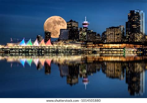 Vancouver Night Full Moon Stanley Park Stock Photo Edit Now 1014501880
